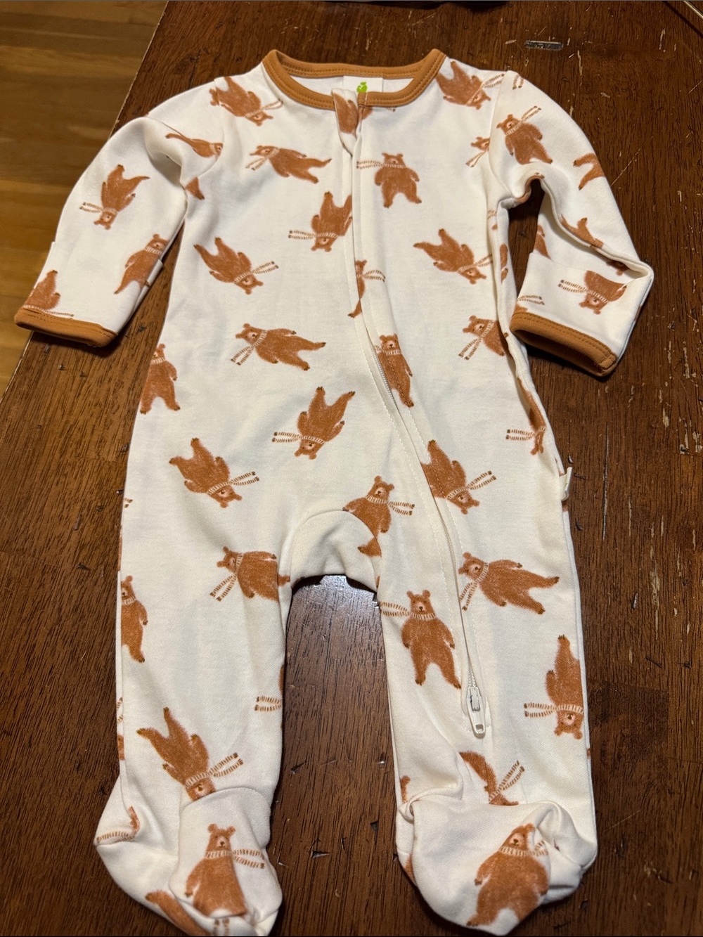 NWT - Bear Friend Long Sleeve Zipsuit with Feet - Cream